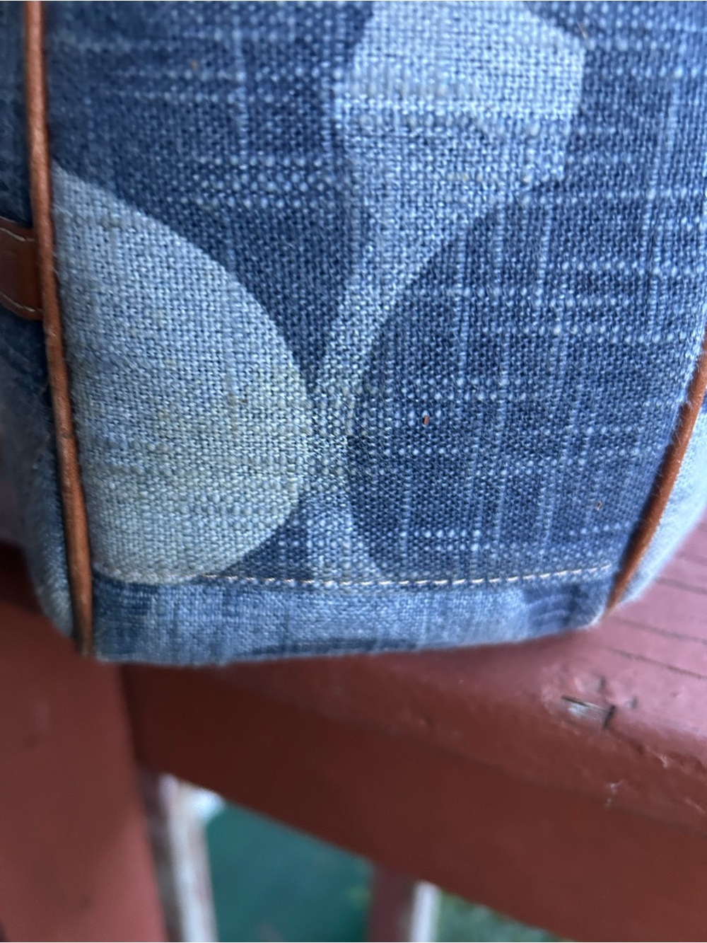 Coach Blue Signature East/West Gallery Denim Tote with Brown Leather Accents - Picture 7 of 14